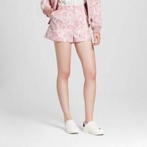 Victoria Beckham for Target Paisley Print Jacquard Shorts 8 Light Pink White